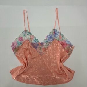 1990s vintage Floral Lace Trim Cami Top